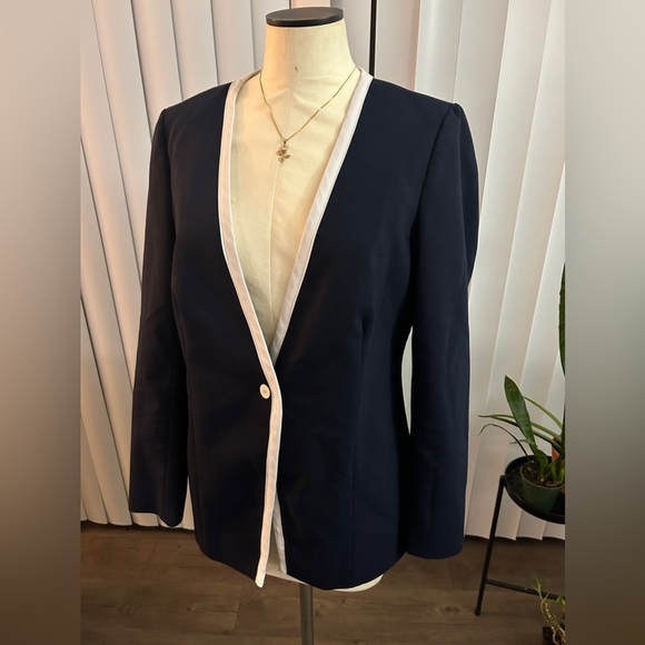 💙CHAUS New York M One-Button Trim Jacket Navy 🤍 - Picture 6 of 11